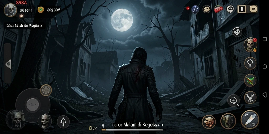 Screenshot gameplay 898A menampilkan suasana mencekam dan kengerian yang mendalam.