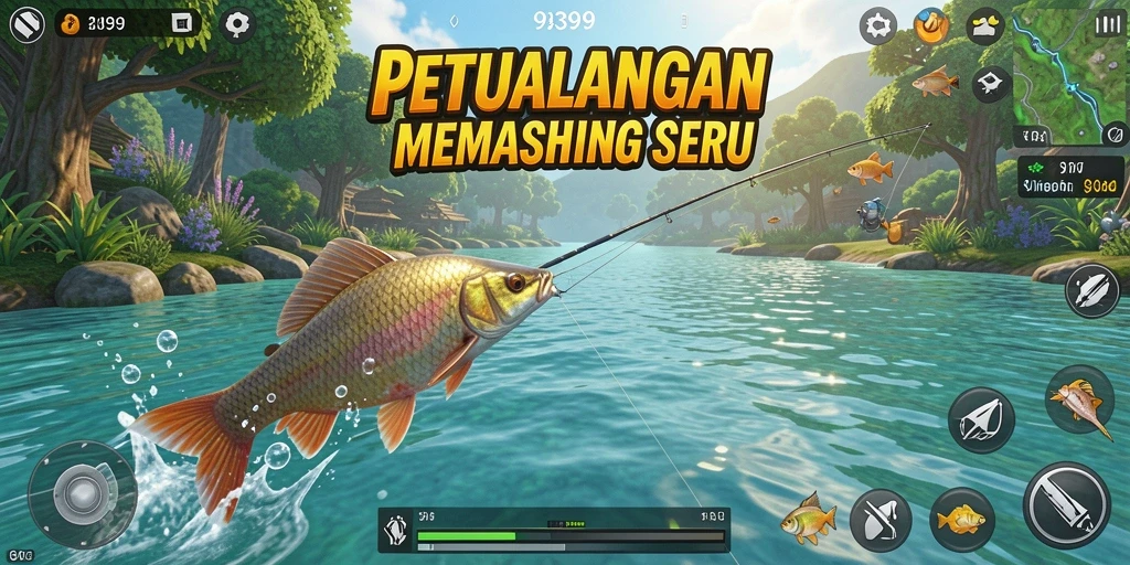 Tangkapan besar di dalam permainan memancing yang seru.