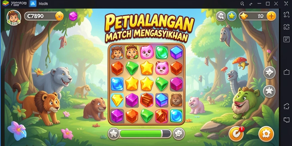 Screenshot utama menunjukkan gameplay Match-3 yang seru dan menarik.