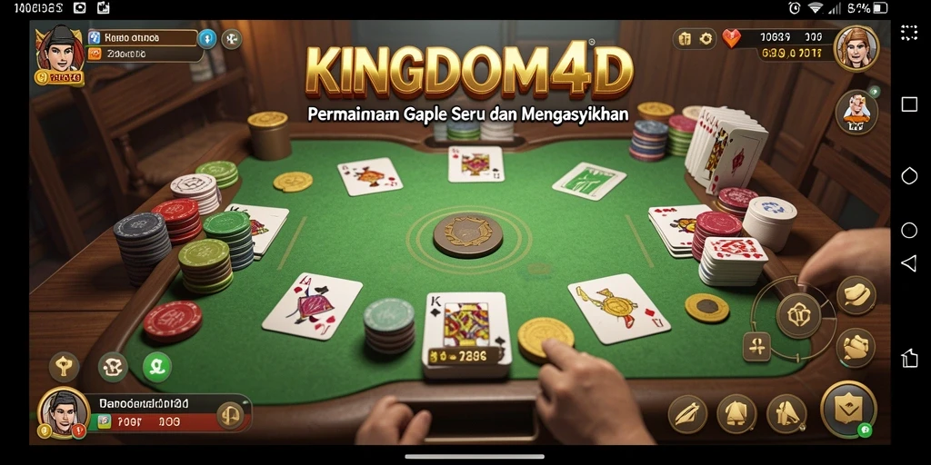 Tampilan gameplay seru dari KINGDOM4D dengan fitur Gaple yang menarik.