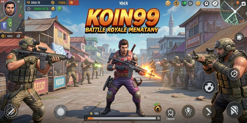 Gambaran gameplay seru KOIN99 di arena Battle Royale.