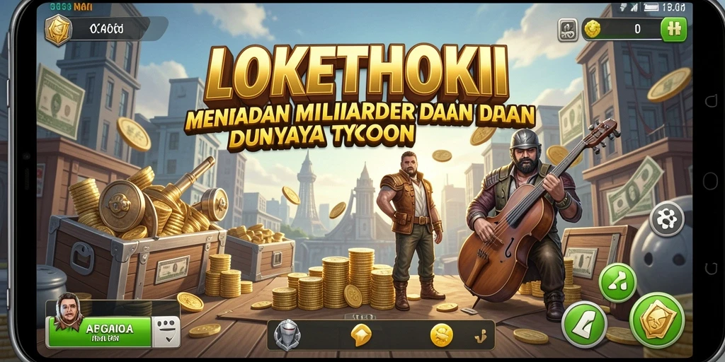 Screenshot utama LOKETHOKI menampilkan momen seru dalam membangun bisnis Tycoon.
