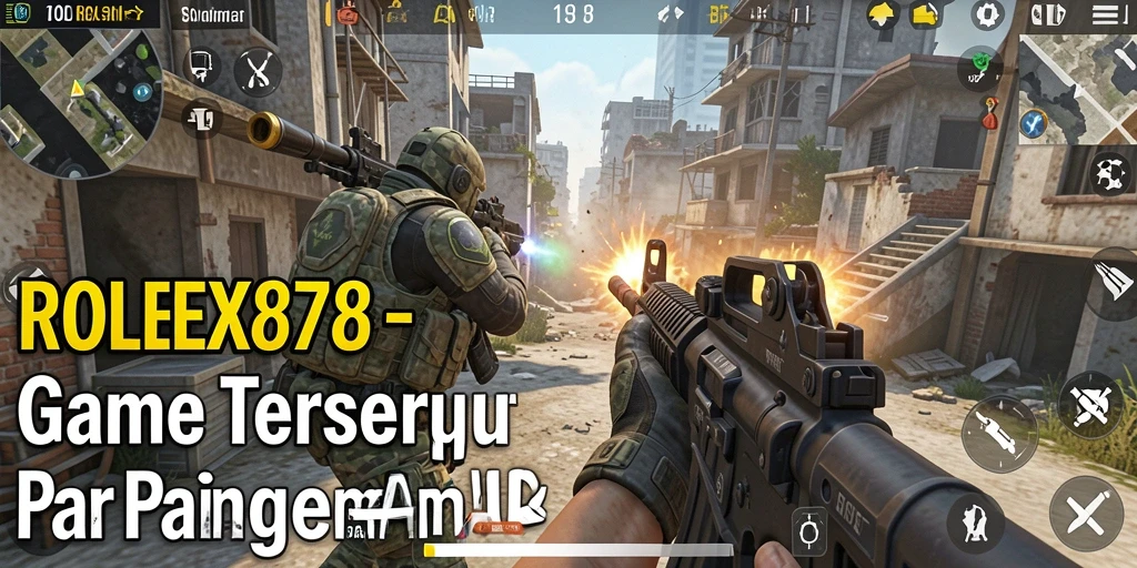 Tangkapan layar ROLEX878 menampilkan aksi intens di medan perang FPS.